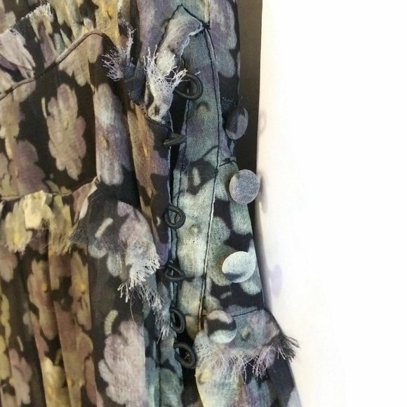 Diab'less Vintage Maxi Dress Floral Print Long Dress Green/Black Size 1 - Picture 12 of 12